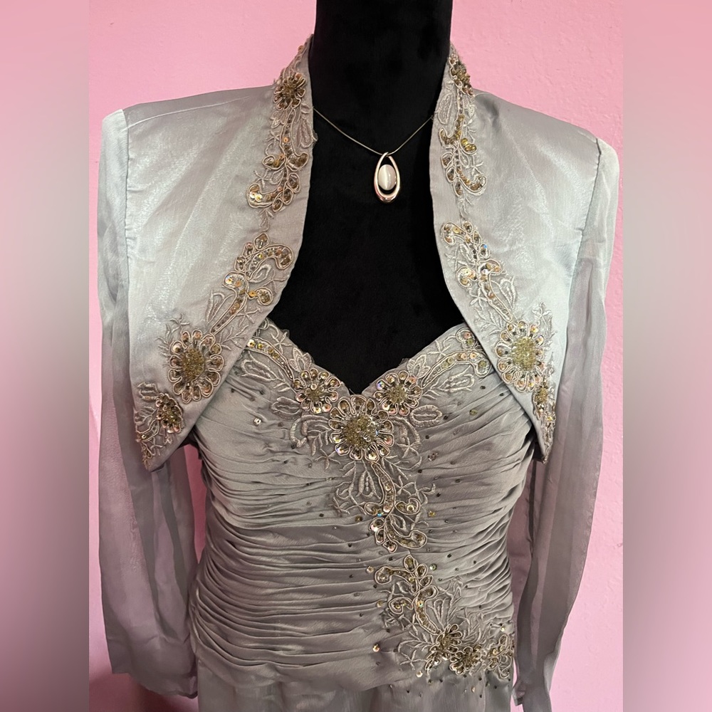 JR Nites Platinum Formal Gown with Bolero Jacket